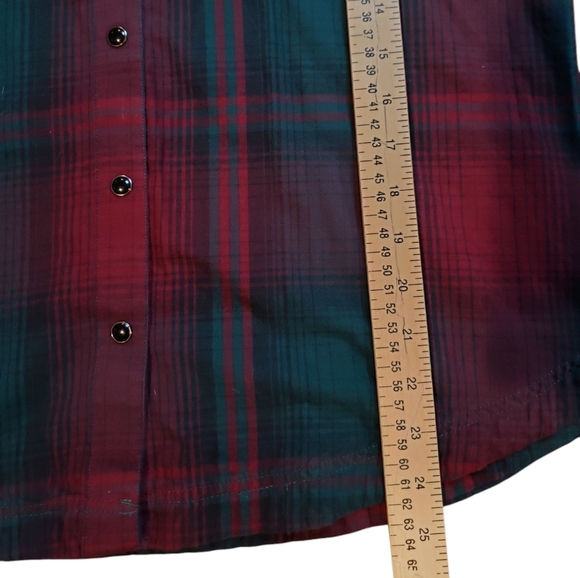 Powder River Outfitters Red Green Plaid Western Snap Workshirt Large - Picture 5 of 6